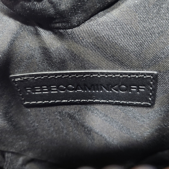 Heart Shaped Black Leather Silver Chain Rebecca Minkoff Designer Crossbody Bag - Picture 8 of 8